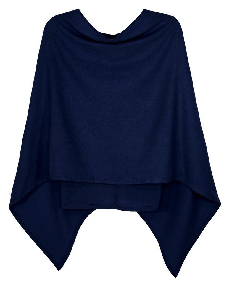 dy_mode Strickponcho Damen Poncho in Unifarben Weiches Strickponcho Cape Herbst Umhang in Unifarbe, Seitlich Lang Schnitt von dy_mode