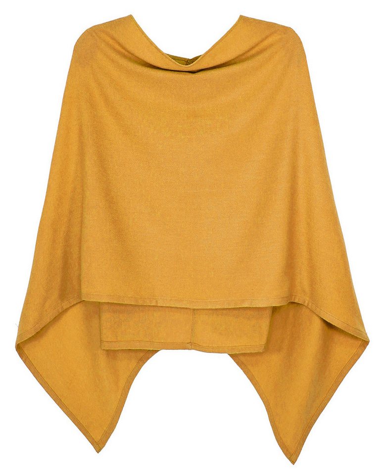 dy_mode Strickponcho Damen Poncho in Unifarben Weiches Strickponcho Cape Herbst Umhang in Unifarbe, Vorne Kurz - Seitlich Lang Schnitt von dy_mode