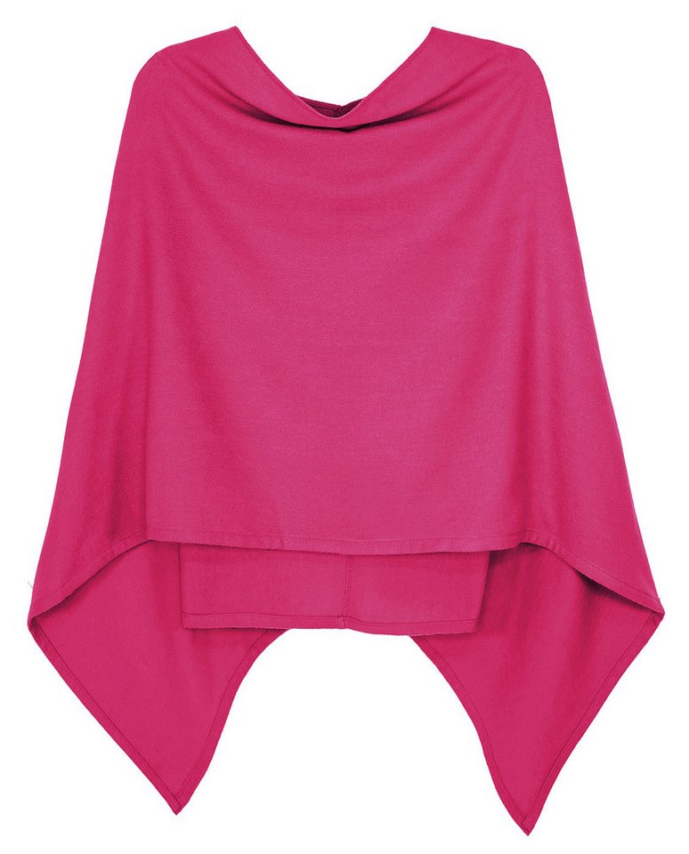 dy_mode Strickponcho Damen Poncho in Unifarben Weiches Strickponcho Cape Herbst Umhang in Unifarbe, Seitlich Lang Schnitt von dy_mode