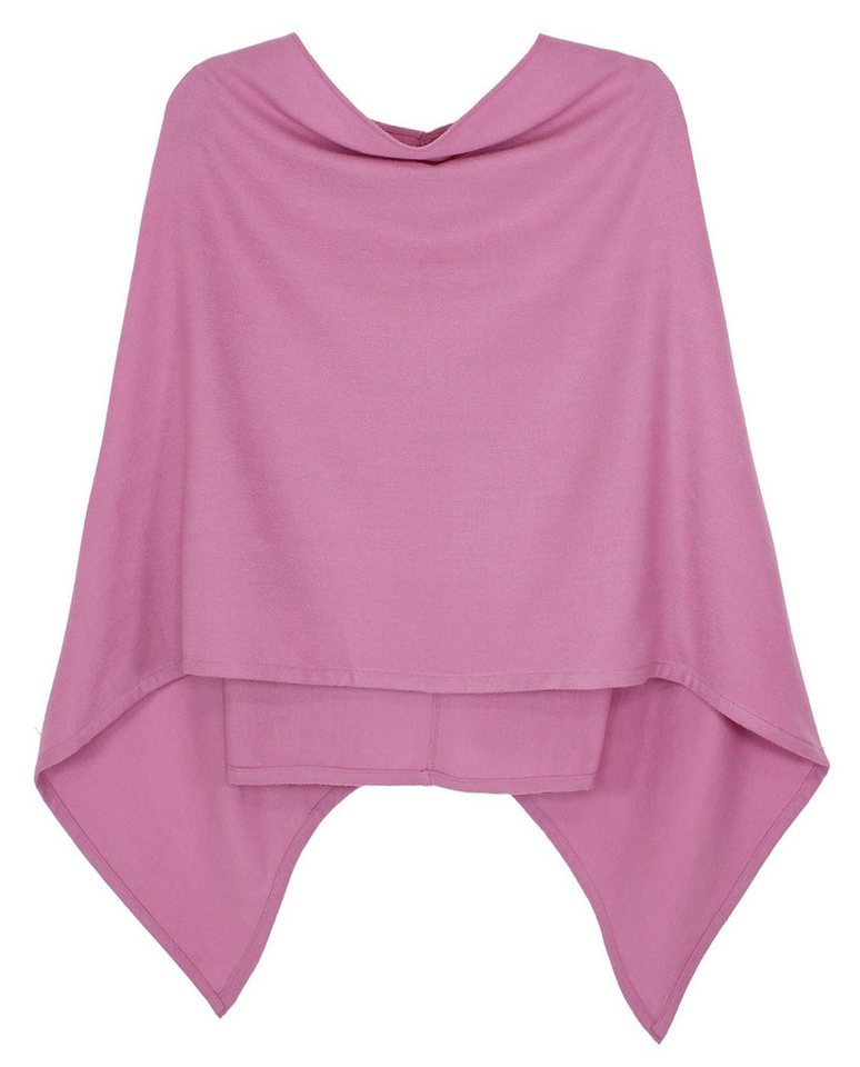 dy_mode Strickponcho Damen Poncho in Unifarben Weiches Strickponcho Cape Herbst Umhang in Unifarbe, Seitlich Lang Schnitt von dy_mode