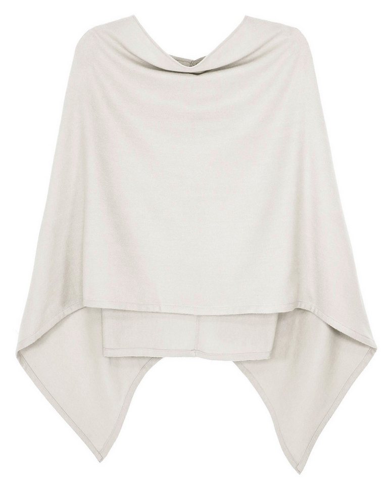 dy_mode Strickponcho Damen Poncho in Unifarben Weiches Strickponcho Cape Herbst Umhang in Unifarbe, Vorne Kurz - Seitlich Lang Schnitt von dy_mode