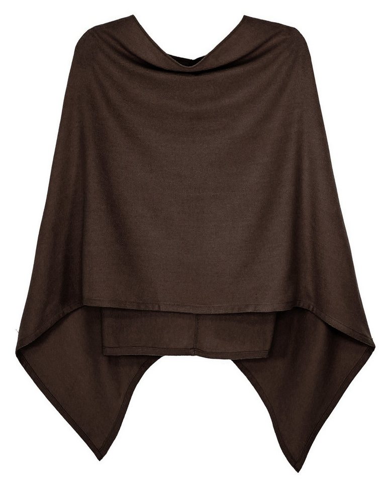 dy_mode Strickponcho Damen Poncho in Unifarben Weiches Strickponcho Cape Herbst Umhang in Unifarbe, Vorne Kurz - Seitlich Lang Schnitt von dy_mode