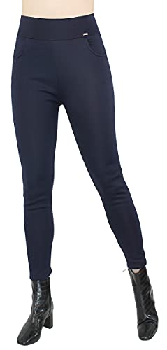 dy_mode Thermo Hose Damen Thermo Stoffhose mit Innenfleece - TDH001 (40/L, TDH201-Tiefblau) von dy_mode