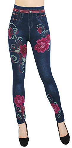 dy_mode Thermo Leggings Damen Jeggings gefüttert Jeansoptik - WL046 (36/38 - S/M, WL077-Charming) von dy_mode