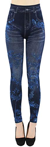 dy_mode Thermo Leggings Damen Jeggings gefüttert Jeansoptik - WL046 (L/XL, WL119-BambooForest) von dy_mode