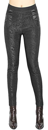 dy_mode Thermo Leggings Damen Thermohosen mit Innenfleece - WL025 (36/S, WL025-Wildflower) von dy_mode