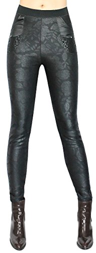 dy_mode Thermo Leggings Damen Thermohosen mit Innenfleece - WL025 (36/S, WL08-RoseHeaven) von dy_mode