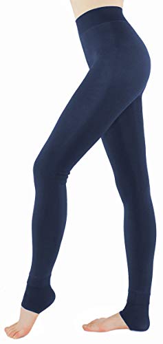 dy_mode Thermo Leggings Damen Winter Leggings Gefütterte Thermoleggins - WL090 (36-38, Wl090-tiefblau) von dy_mode