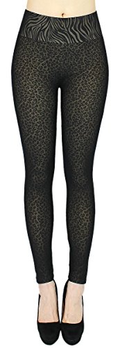 dy_mode Thermo Leggings Damen in Tiger Zebra Muster gefüttert - WL008 (34/XS, WL008-Leopard) von dy_mode