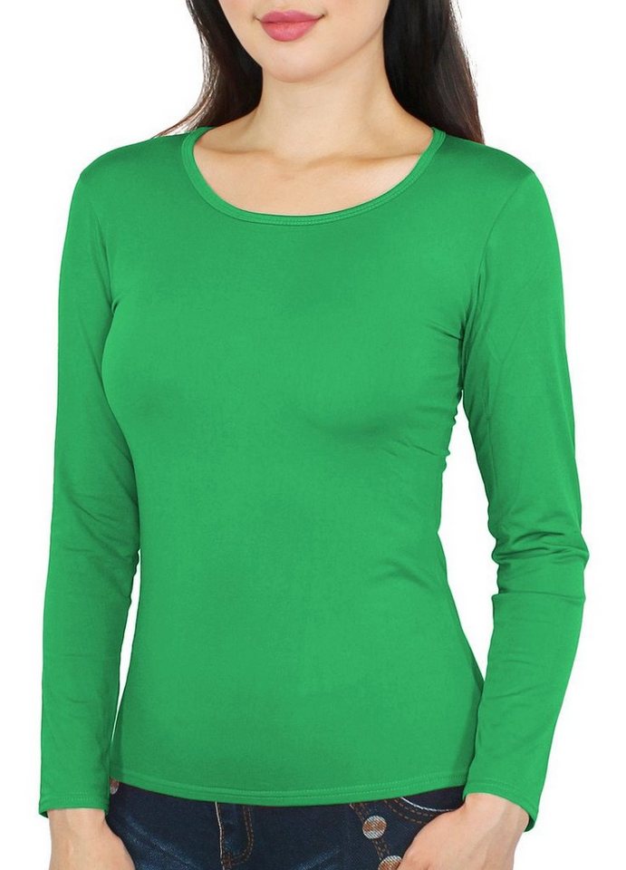 dy_mode Thermohemd Damen Thermo Langarmshirt Frauen Thermo Shirt Innenfutter Rundhals Gefüttert von dy_mode