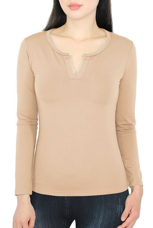 dy_mode Thermohemd Damen Thermo Langarmshirt Thermoshirt mit Innenfutter V-Kragen - LD010 Angeraute Innenseite dy_mode Thermohemd Damen Thermo Langarmshirt Thermoshirt mit Innenfutter V-Kragen - LD010 Angeraute Innenseite von dy_mode