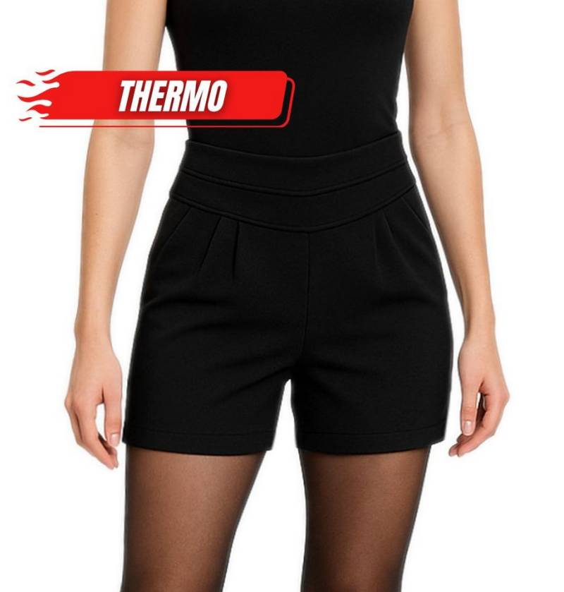 dy_mode Thermohose Damen Thermo-Hotpants mit Innenfutter Mid Waist Winter-Shorts Gefüttert, in Unifarbe von dy_mode