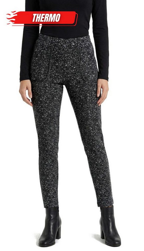 dy_mode Thermohose Damen Thermohose Gefütterte Winterhose Thermoleggings Middle Waist Middel Waist, mit Innenfutter, mit elastischem Bund von dy_mode
