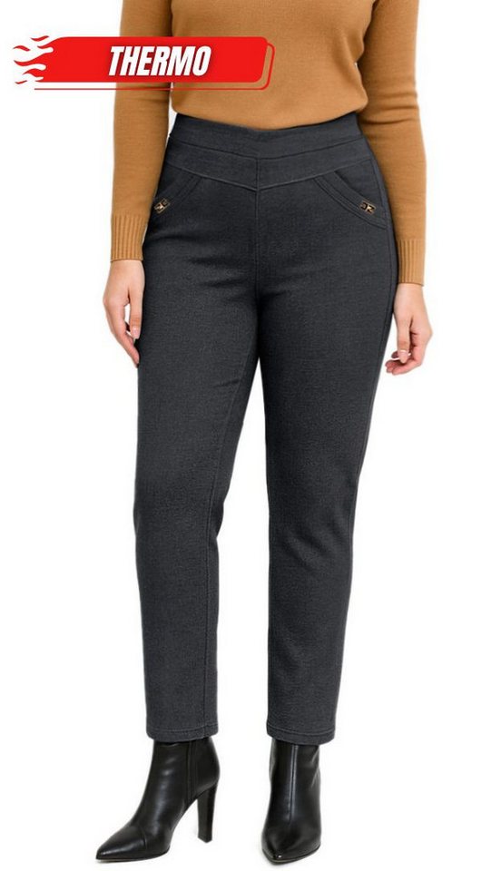 dy_mode Thermohose Damen Thermohose in Jeans-Optik Stretchhose mit Innenfutter mit elastischem Bund, mit Innenfutter dy_mode Thermohose Damen Thermohose in Jeans-Optik Stretchhose mit Innenfutter mit elastischem Bund, mit Innenfutter von dy_mode