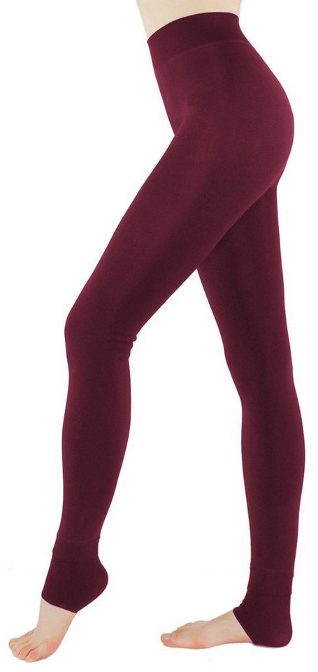 dy_mode Thermoleggings Damen Thermo Leggings Winterleggings Gefütterte Leggins Unifarben, mit Fußknöchel-Verlängerung von dy_mode