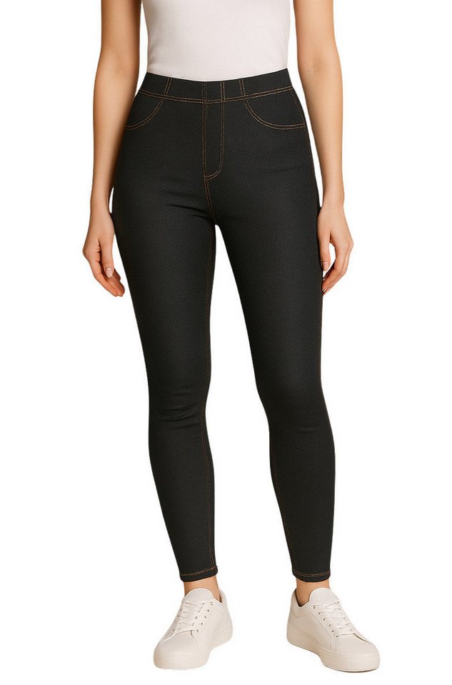 dy_mode Thermoleggings Damen Thermo-Leggings in Jeans-Optik gefüttert mit Gummibund Middle Waist, mit Innenfutter von dy_mode