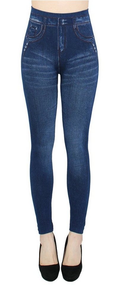 dy_mode Thermoleggings Thermo Leggings Damen Jeggings Gefüttert Thermoleggings Jeans-Optik mit elastischem Bund, Hochbund von dy_mode