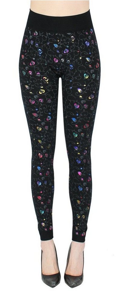 dy_mode Thermoleggings Thermo Leggings Damen Winterleggings Gefütterte Hose Mit Glanz Muster Innenfutter von dy_mode