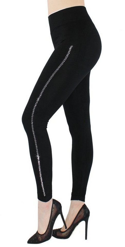 dy_mode Thermoleggings Thermo Leggings Damen Winterleggings Gefütterte Hose Mit Glitzer Glitzer von dy_mode