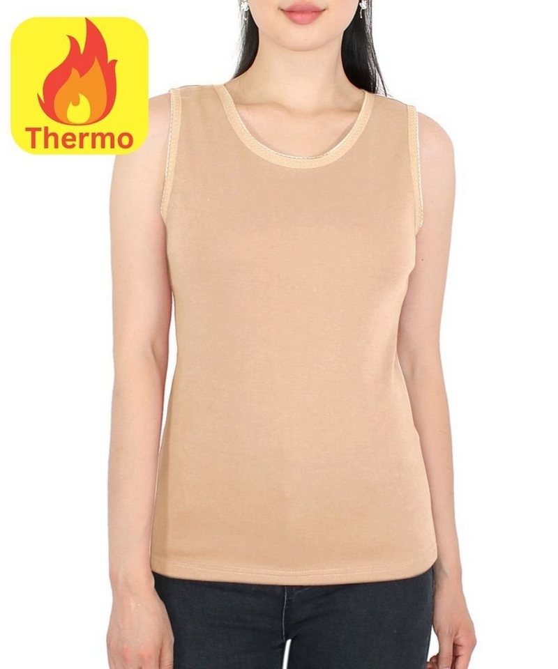 dy_mode Thermounterhemd Thermoshirt Damen Ärmellos Thermo Unterhemd mit Innenfutter Gefüttert von dy_mode