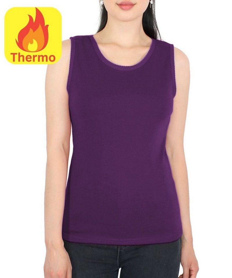 dy_mode Thermounterhemd Thermoshirt Damen Ärmellos Thermo Unterhemd mit Innenfutter Gefüttert von dy_mode