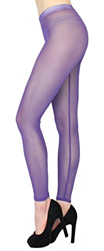 dy_mode Transparente Leggings in Sommerfarben/Durchsichtige Netz Leggings Strumpfhose - elastisch One Size 36 bis 42 - YLG114 (YLG114-Lila) von dy_mode