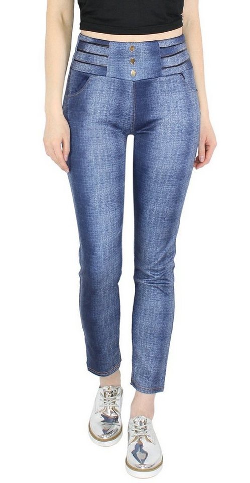 dy_mode Treggings Damen Röhrenhose Treggings Jeans Optik Stoff Hose mit elastischem Bund von dy_mode