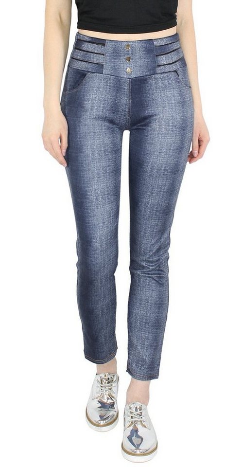 dy_mode Treggings Damen Röhrenhose Treggings Jeans Optik Stoff Hose mit elastischem Bund von dy_mode