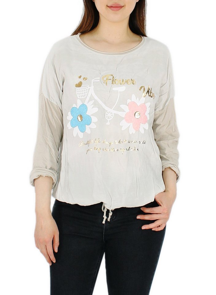 dy_mode Tunikashirt Damen Tunika Shirt mit Blumenprint – Luftiges Langarmshirt von dy_mode