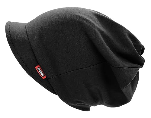 dy_mode Unisex Schirmmütze Damen Beanie Mütze Mit weichem Schirm Gefüttert - BM218 (BM218-Schwarz) von dy_mode