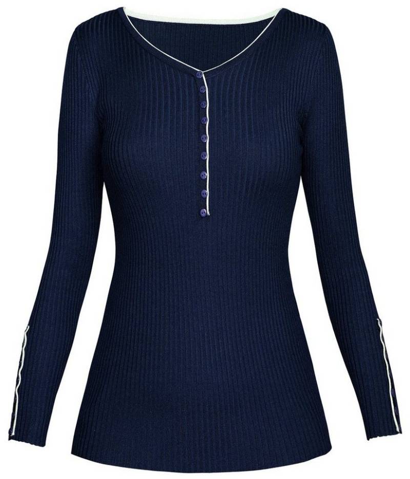 dy_mode V-Ausschnitt-Pullover Damen Pullover Enganliegend Rippenstrick Pulli mit V-Ausschnitt in Unifarbe von dy_mode