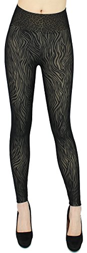 dy_mode Warm und stylische Damen Thermo Leggings im Tiermuster/Gefütterte Winter Leggings - WL008 (34/XS, WL008-Zebra) von dy_mode