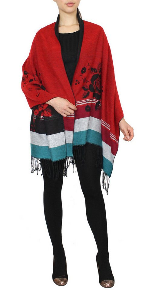 dy_mode XXL-Schal Damen Schultertuch Großer Schal Stola Überwurf Elegant, mit Fransen von dy_mode