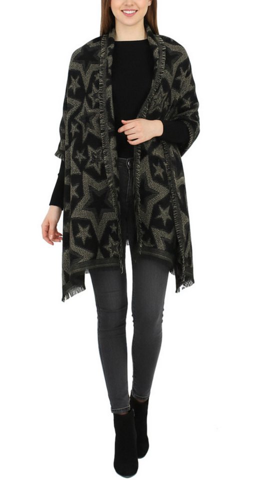 dy_mode XXL-Schal Damen Schultertuch XXL-Schal Stola Übergroßer Strick Schal, kurze Fransen von dy_mode