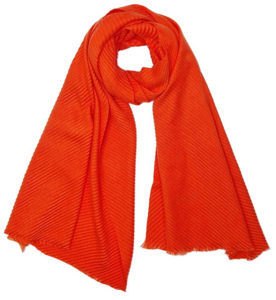 dy_mode XXL-Schal Damen XXL-Schal in Rippstrick-Optik Kuscheliger Winterschal, in Unifarben, mit feine Fransen von dy_mode