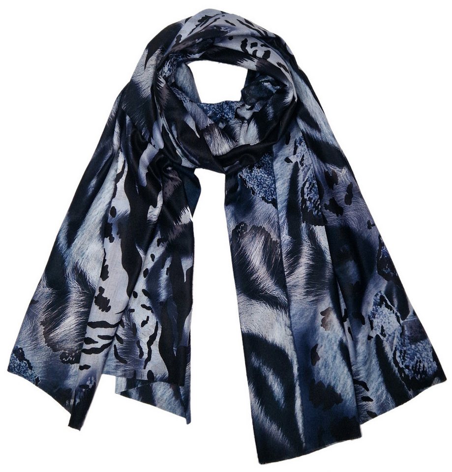 dy_mode XXL-Schal Maxi-Schal für Damen in Animal-Print Winterschal mit Fransen, Feine Fransen dy_mode XXL-Schal Maxi-Schal für Damen in Animal-Print Winterschal mit Fransen, Feine Fransen von dy_mode