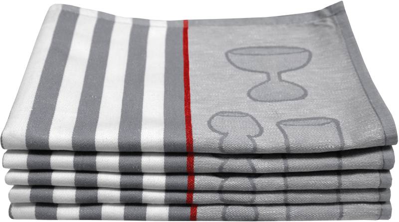 Dyckhoff Geschirrtuch "Gläser / Halbleinen" mit Gläser & Streifen Motiv, Maße je Tuch ca. 50x70 cm von dyckhoff