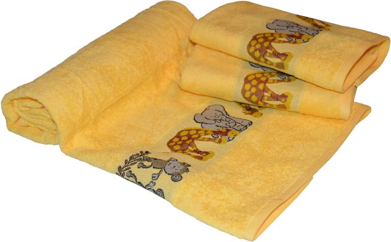 Dyckhoff Handtuch Set "Affe" Set mit Tierbordüre; 2 Handtücher (50x100cm), 1 Duschtuch (70x140cm) von dyckhoff
