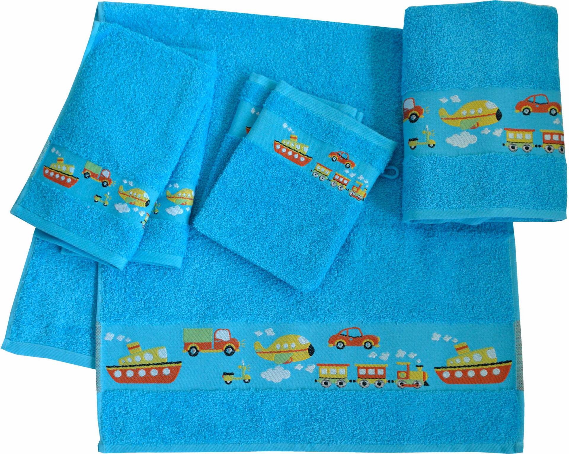 Dyckhoff Handtuch Set "Auto" Set 6 Stk. Walkfrottee Auto Motiven; 2 Handtücher, 2 Gästetücher, 2 Waschhandschuhe von dyckhoff