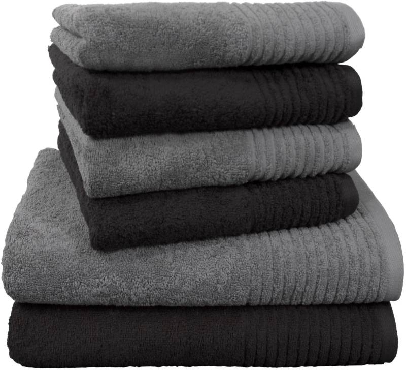 Dyckhoff Handtuch Set "Brillant" Set 6 Stk. Walkfrottee mit Streifenbordüre;4 Handtücher (50x100cm), 2 Duschtücher (70x140cm) von dyckhoff