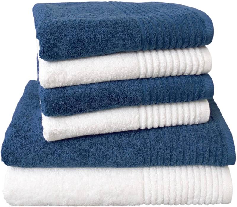 Dyckhoff Handtuch Set "Brillant" Set 6 Stk. Walkfrottee mit Streifenbordüre;4 Handtücher (50x100cm), 2 Duschtücher (70x140cm) von dyckhoff