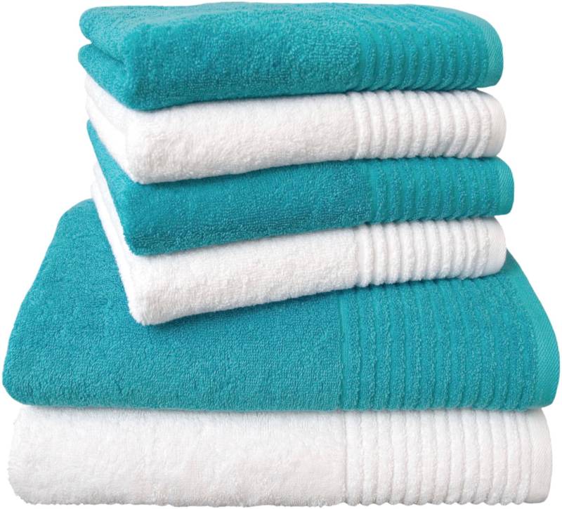 Dyckhoff Handtuch Set "Brillant" Set 6 Stk. Walkfrottee mit Streifenbordüre;4 Handtücher (50x100cm), 2 Duschtücher (70x140cm) von dyckhoff