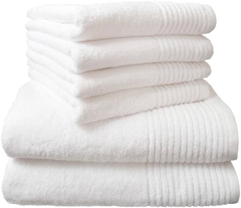 Dyckhoff Handtuch Set "Brillant" Set 6 Stk. Walkfrottee mit Streifenbordüre;4 Handtücher (50x100cm), 2 Duschtücher (70x140cm) von dyckhoff