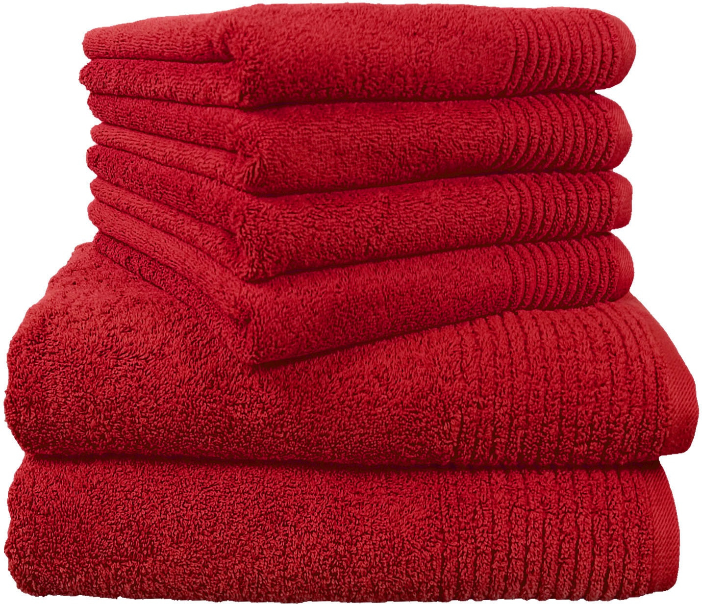 Dyckhoff Handtuch Set "Brillant" Set 6 Stk. Walkfrottee mit Streifenbordüre;4 Handtücher (50x100cm), 2 Duschtücher (70x140cm) von dyckhoff