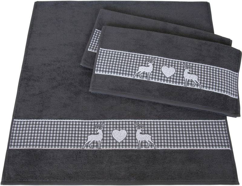 Dyckhoff Handtuch Set "Oktoberfest" Set 3 Stk. Walkfrottier Made in Germany (2 Handtücher, 1 Duschtuch) von dyckhoff