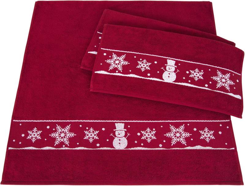 Dyckhoff Handtuch Set "Schneemann" Set 3 Stk. Frottier Made in Germany (2 Handtücher, 1 Duschtuch) von dyckhoff