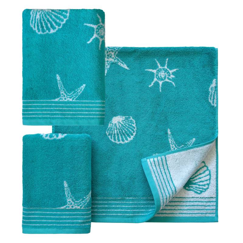 Dyckhoff Handtuch Set "Seashell", Set, 3 tlg., Walkfrottee, mit Muschelmuster; 2 Handtücher (50x100cm), 1 Duschtuch (70x140cm) von dyckhoff