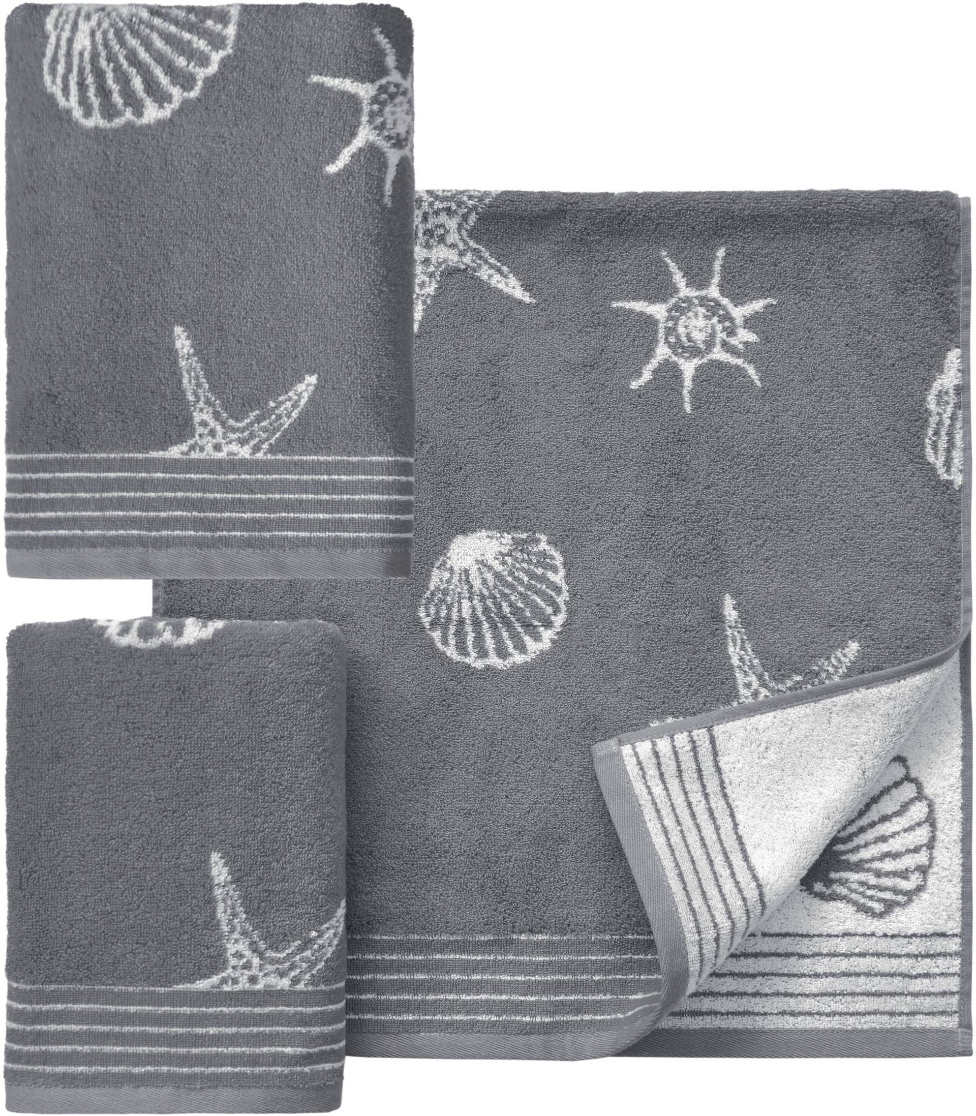 Dyckhoff Handtuch Set "Seashell", Set, 3 tlg., Walkfrottee, mit Muschelmuster; 2 Handtücher (50x100cm), 1 Duschtuch (70x140cm) von dyckhoff