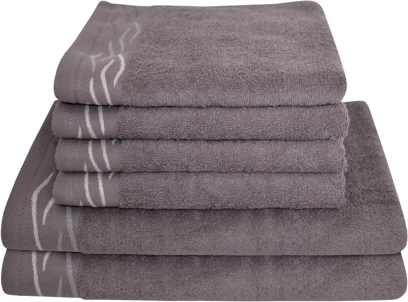 Dyckhoff Handtuch Set "Wave" Set 6 Stk. Frottier mit Jacquard-Bordüre;4 Handtücher (50x100cm), 2 Duschtücher (70x140cm) von dyckhoff