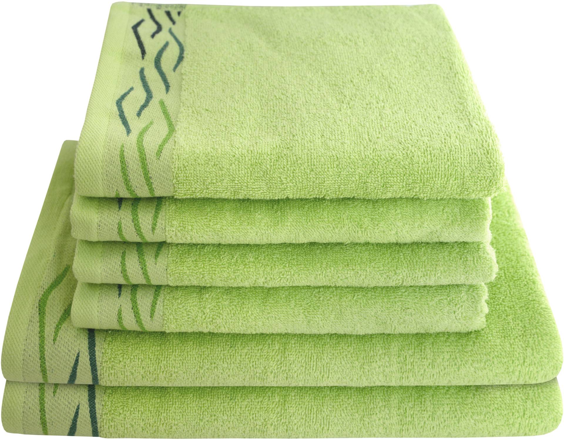 Dyckhoff Handtuch Set "Wave" Set 6 Stk. Frottier mit Jacquard-Bordüre;4 Handtücher (50x100cm), 2 Duschtücher (70x140cm) von dyckhoff
